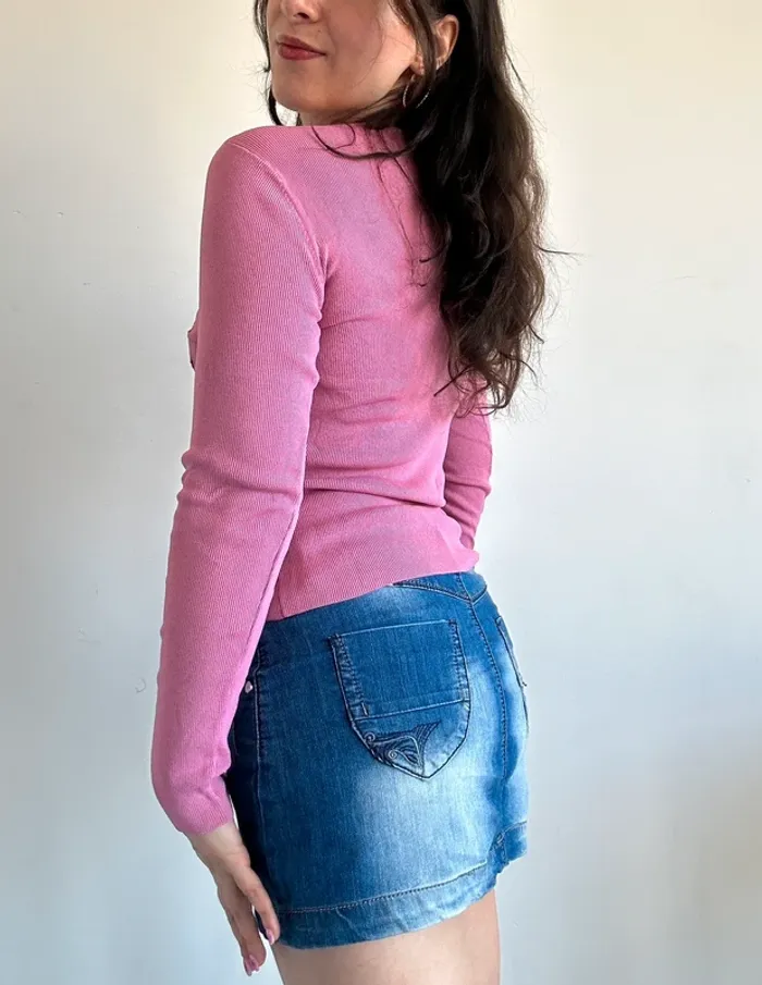Haut vintage années 2000 y2k rose à sequins taille S - photo numéro 4