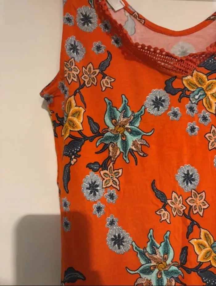 Top fleuri orange Promod T38 - photo numéro 3