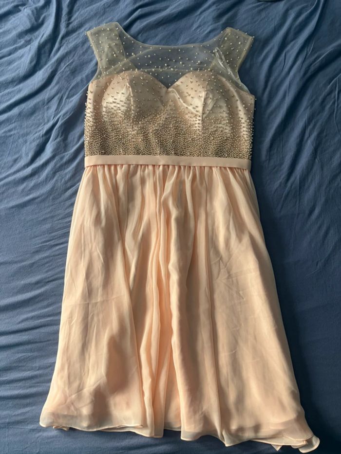 Robe cocktail  / soirée / baptême femme abricot 44 - photo numéro 3