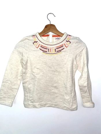 Tee shirt beige col brodé