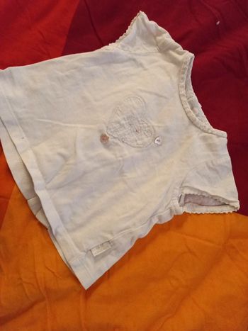 Beau T-shirt coton été blanc thème cœur 3 a 6 mois