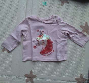 T-shirt manches longues licorne 3 mois (62cm)
