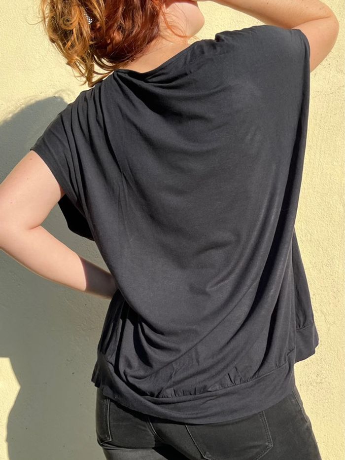 T-shirt tunique ample noir avec perles - photo numéro 8