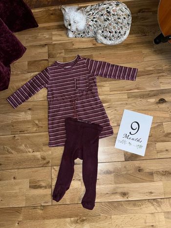 Bel ensemble robe et collants noppies tao très bon état 6-9 mois