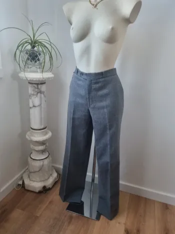 Pantalon en laine bleu gris vintage