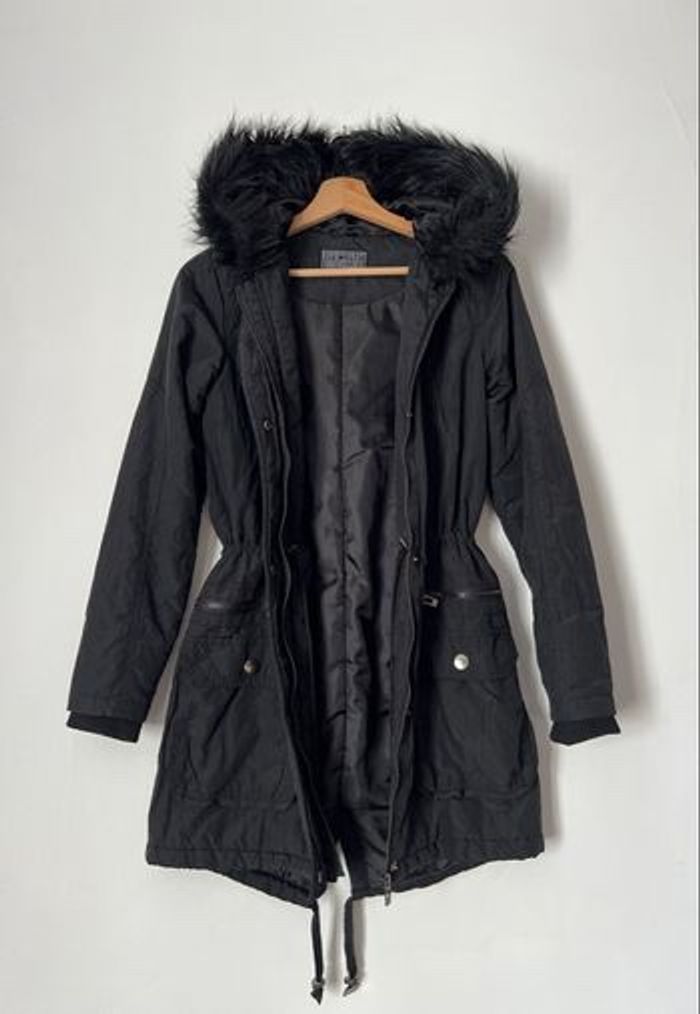 Manteau  noir capuche fausse fourrure New Look Taille 36 - photo numéro 6