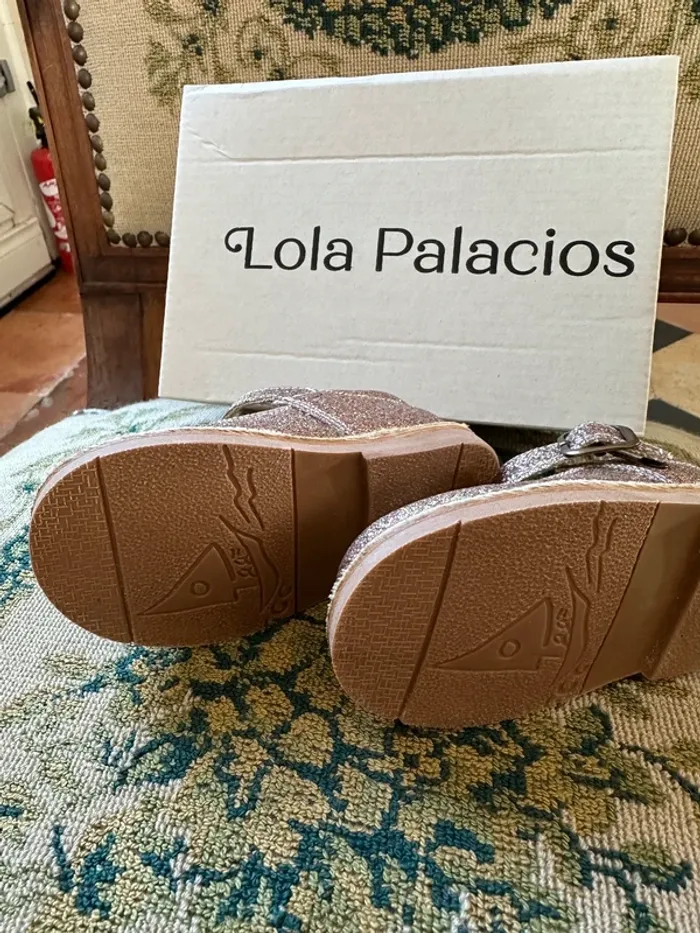 NEUF chaussures babies cuir bébé fille 20 Lola Palacios rose doré paillettes - photo numéro 7