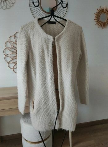 Cardigan long crème femme taille LM.