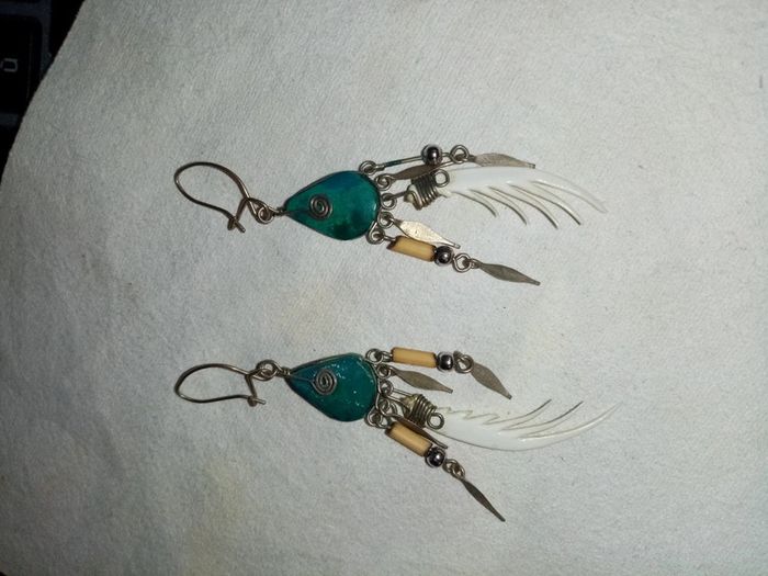 Boucle d'oreille amérindienne turquoise - photo numéro 2
