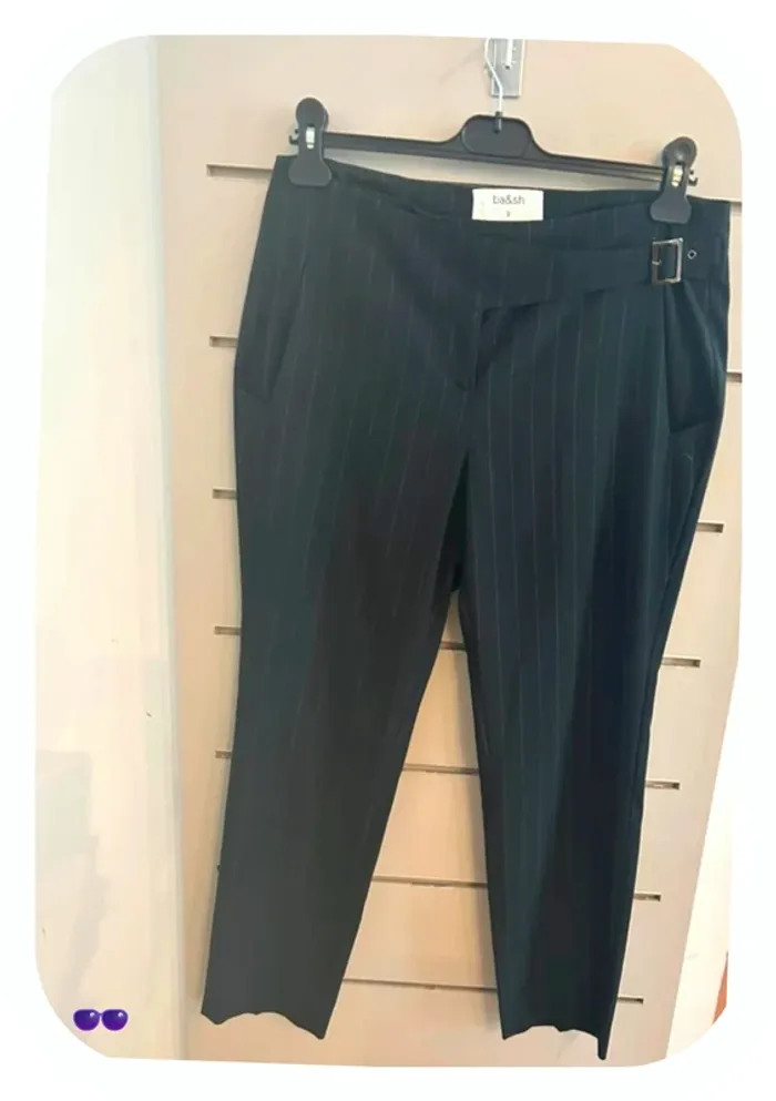 Bash pantalon bleu nuit à rayures blanc modèle bango taille 2/38