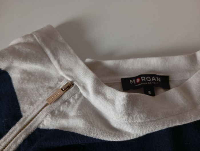 Tee-shirt pull marin. Manches courtes. TS/38.. Viscose polyamide.Morgan. Très bon état. - photo numéro 7
