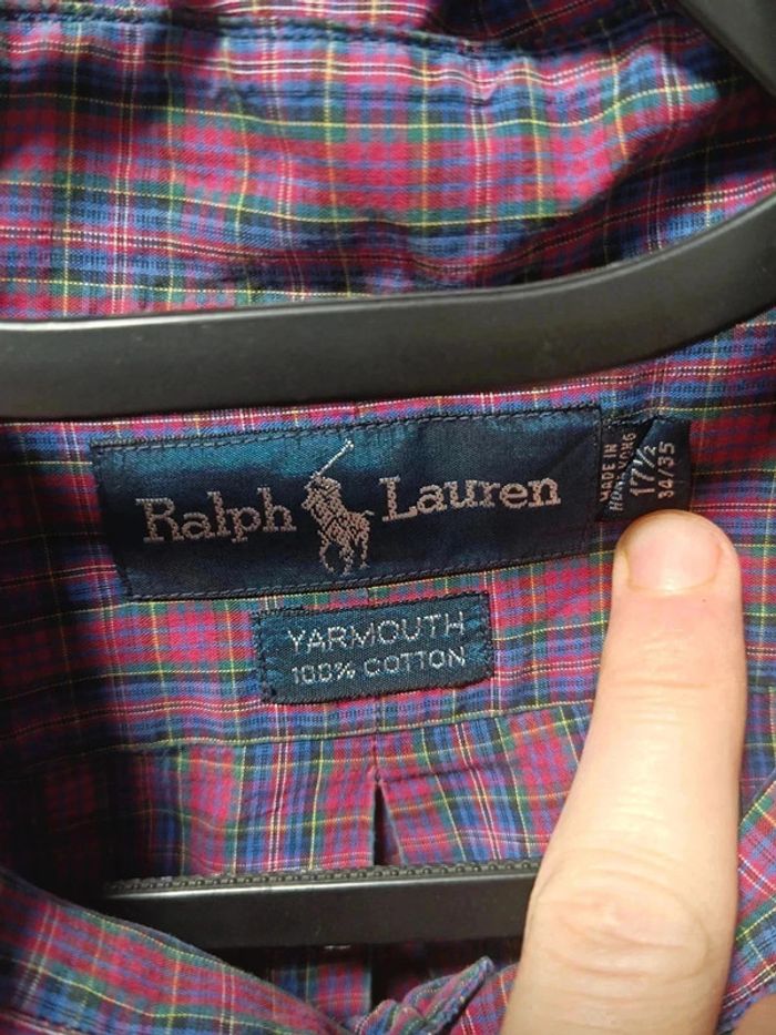 🟣 Chemise Ralph Lauren à Carreaux Rouge & Bleu – Taille 17 1/2 / 34-35 (Yarmouth – L homme) - photo numéro 5