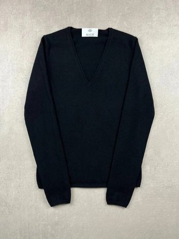 Pull en cachemire Allude col V - Cashmere Wool V-Neck Knit Maglione noir - S #361
