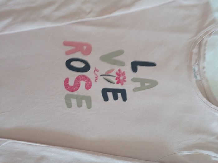 Marque papa l'oeil pull manches longues pour fille taille 10 ans 140 cm avec inscription devant vive la rose couleur rose pâle voir photos