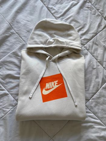 Sweat hoodies Nike capuche blanc logo orange floqué – Taille S homme