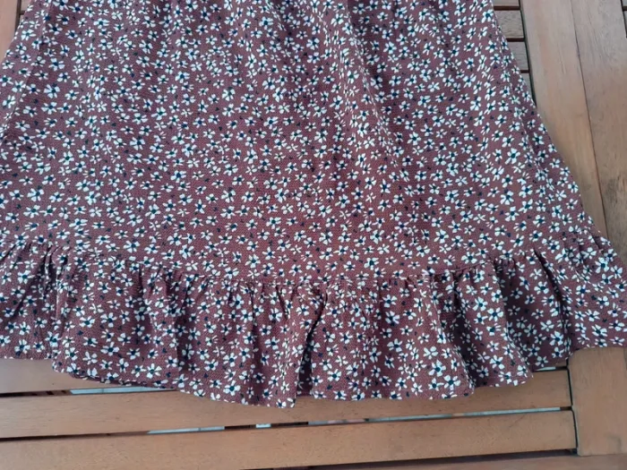 Jupe femme fluide à fleurs marron taille 38 - photo numéro 3