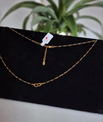 Collier long ajustable Dorée perles noires 
🌸 en acier inoxydable