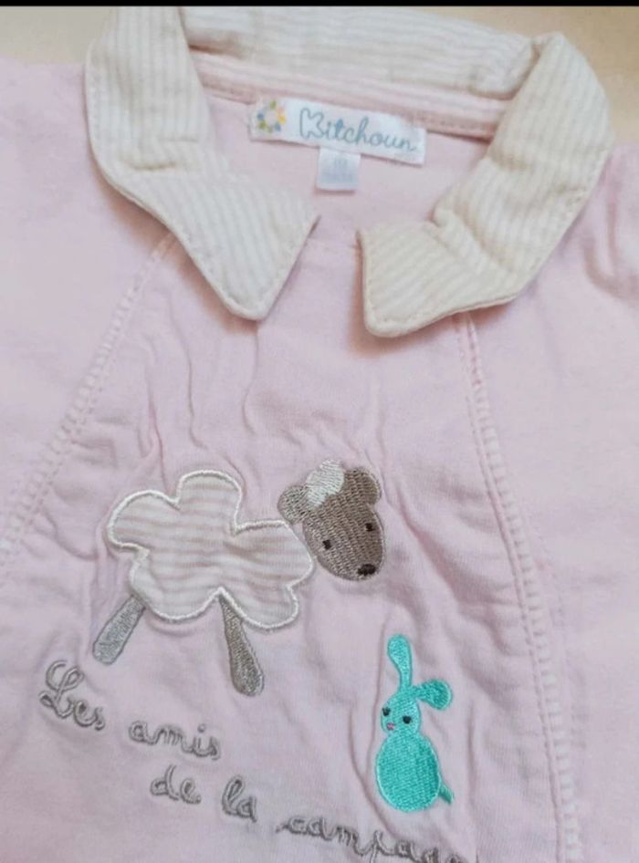 Grenouillère coton rose pâle Kitchoun fille 1 mois - photo numéro 2