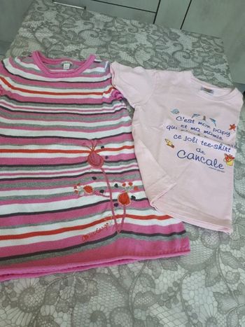 Robe rayée - teeshirt Rose