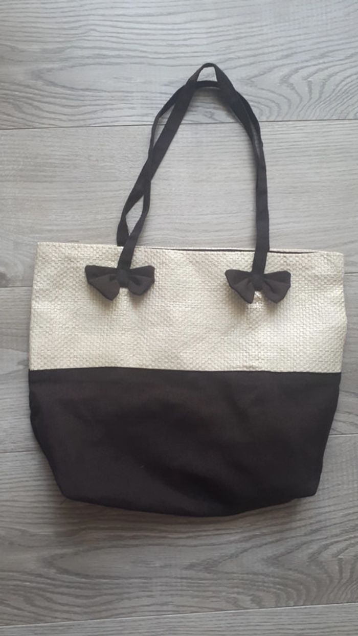 Petit sac paille et tissu