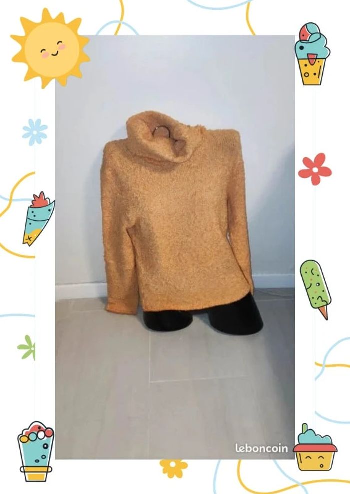 Pull col roulé taille unique ton Orange