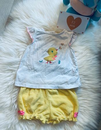12 mois - Ensemble poussin short et T-shirt SM