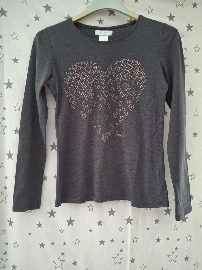 Tee-shirt noir avec des cœurs brillants 12 ans La Redoute - photo numéro 2