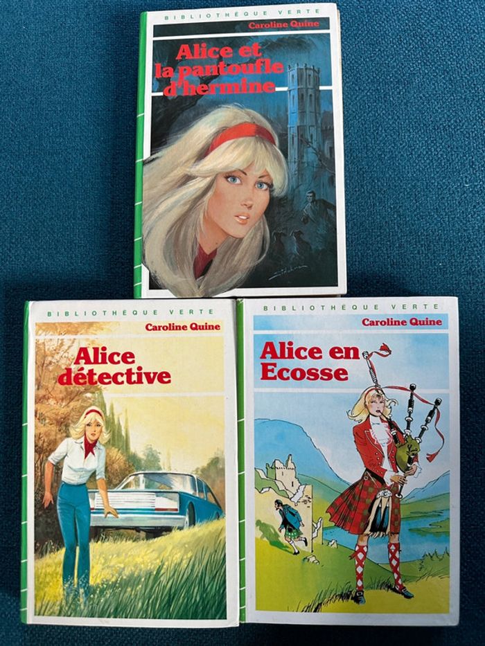 Lot de 3 livres anciens poche Alice détective bibliothèque verte ecosse pantoufle d’hermine
