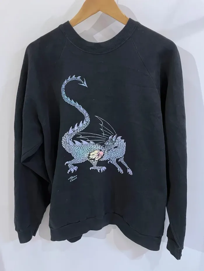 Crewneck Japanese dragon print vintage XL Mens