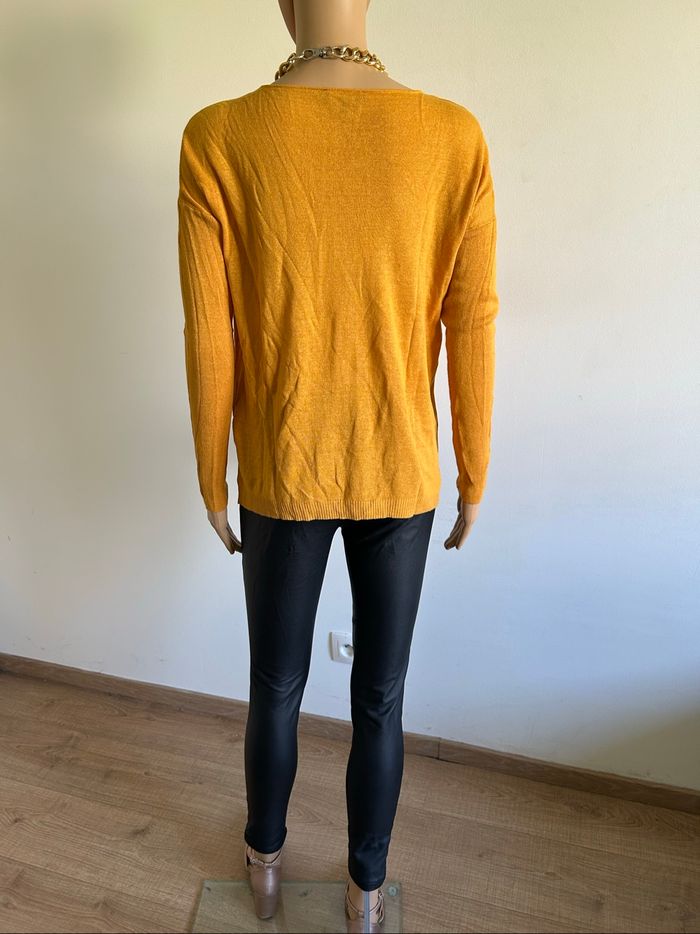 Pull jaune moutarde à manches longues Caroll taille XS TBE - photo numéro 6