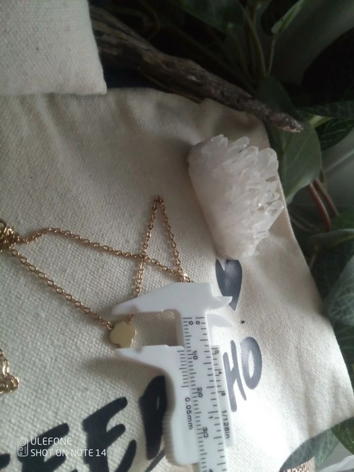 Collier porte bonheur trèfle à 4 feuilles en acier inoxydable - photo numéro 2