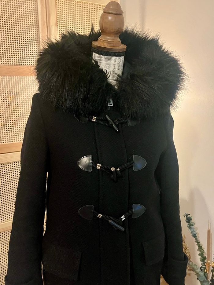 Manteau Zara noir duffle coat avec capuche - photo numéro 2