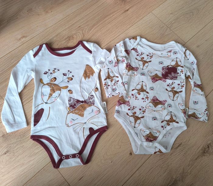 Lot de 2 bodies fille thème Renard Petit Béguin - Taille 24 mois 92cm