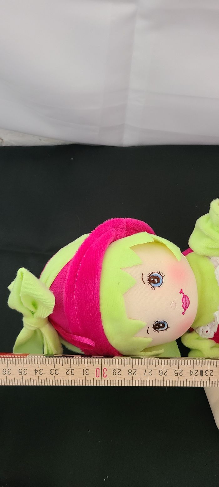 Doudou poupée rose fuschia vert Alice 30 cm Aguila de Oro Toys - photo numéro 2
