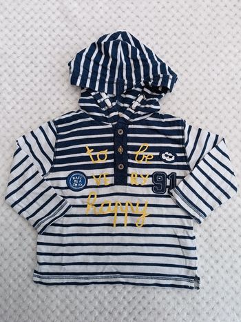 🔸T-shirt manches longues à capuche Baby by Gémo - 12 mois 🔸