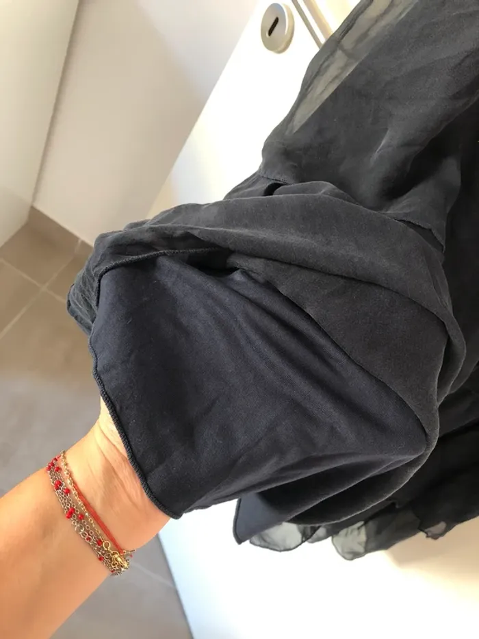 Robe en soie bleue marine La Fée Maraboutée taille 38 - photo numéro 3