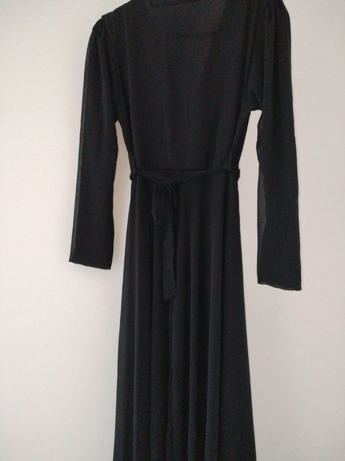 Robe de soirée longue avec ceinture à nouer noire - photo numéro 4