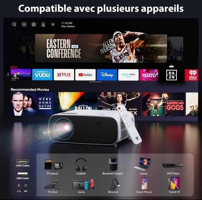 Vidéo-projecteur avec support 4k bluetooth wifi - photo numéro 9