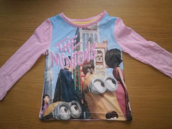 T-shirt rose Minions longues manches