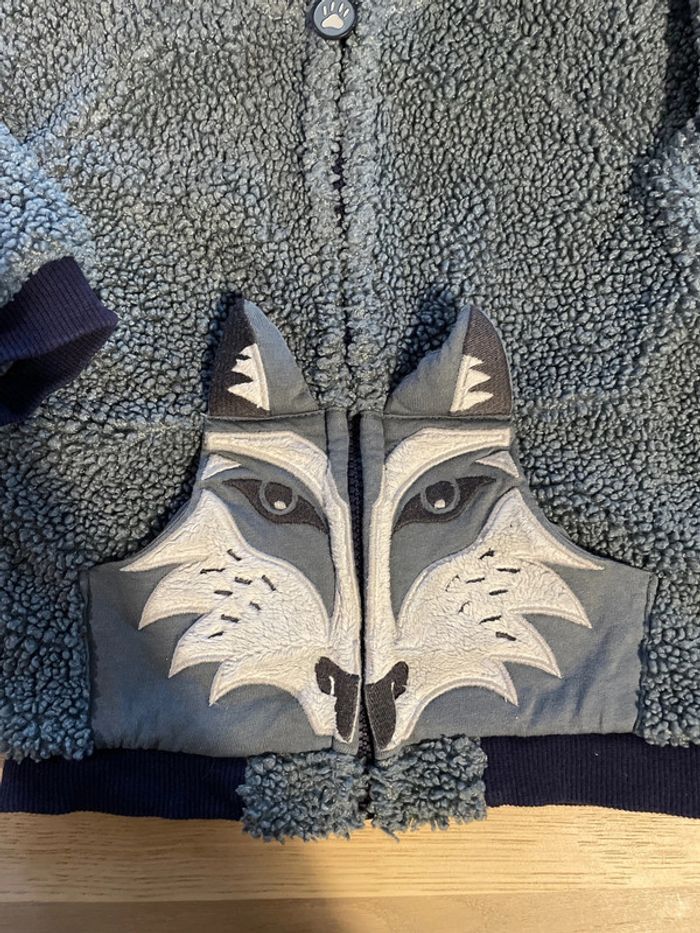 Gilet épais gris bleu à capuche sergent Major 18/24 mois - photo numéro 2