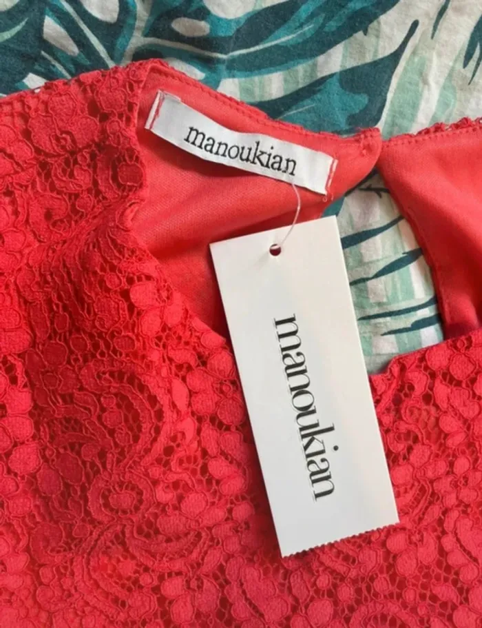 Robe d’été ou événement taille 4 dentelle corail Manoukian neuve - photo numéro 4