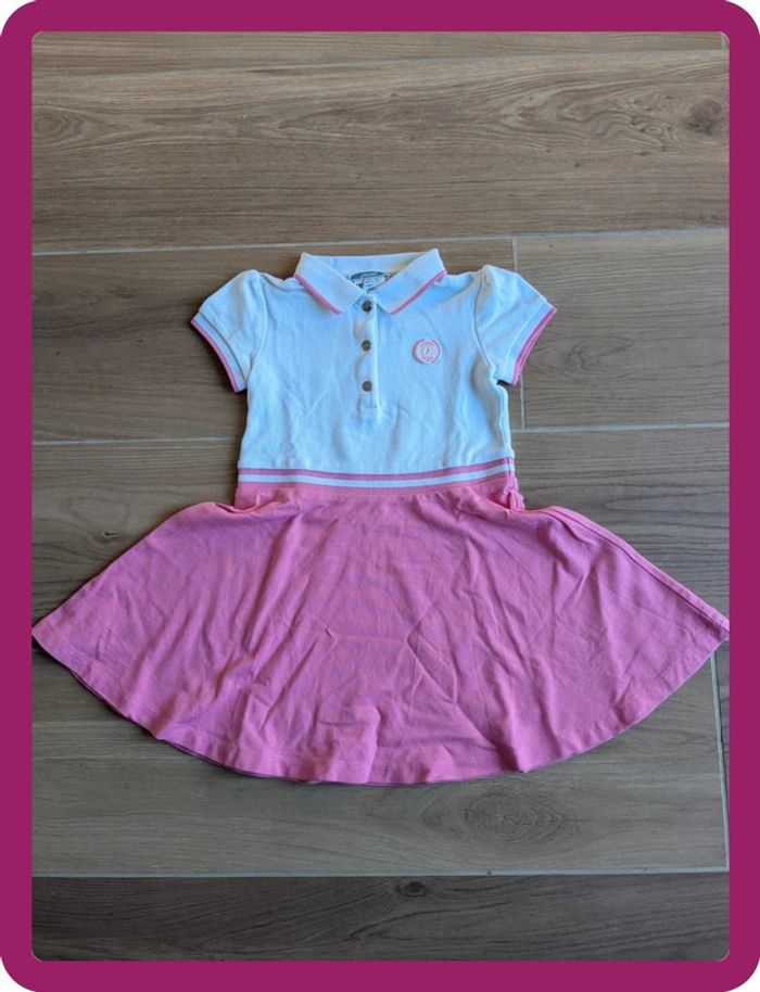 Robe printemps été Jacadi 3 ans rose et blanche style tennis 🎾