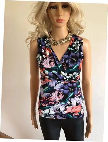 Top imprimé fleuri multicolore neuf sans manches Morgan taille XS (valeur 35€)