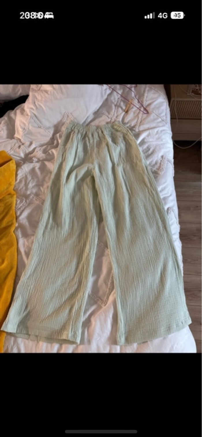 Pantalon menthe gaz de coton