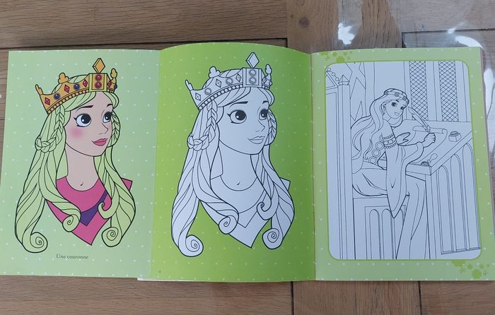 Lot de 2 cahiers d'activités Princesse Lot de 2 cahiers d'activités Princesse. 
Le 1er comporte des stickers à coller.
J'ai entouré sur les photos les stickers manquants et il manque 2 croquis.
Les autres n'ont pas été réalisés. 
Le 2è - photo numéro 9