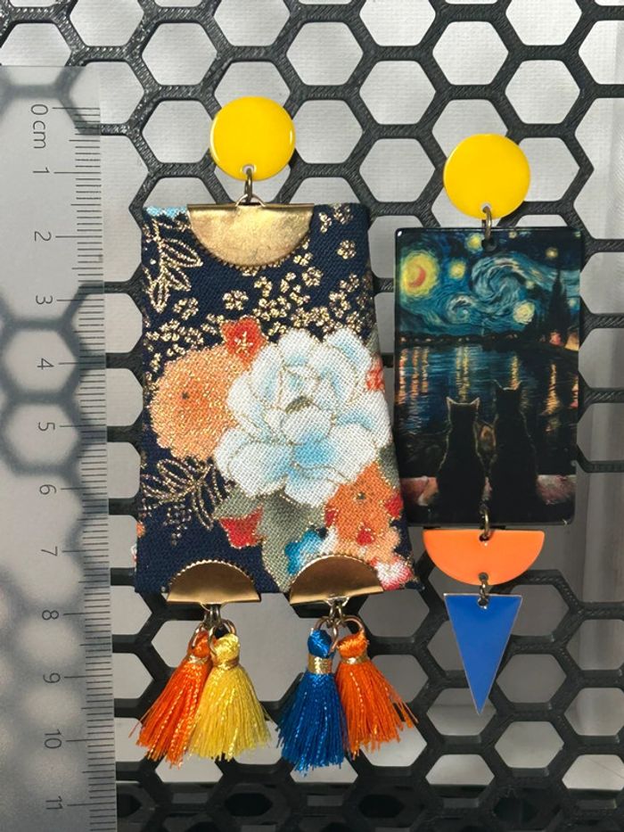 Boucles d’oreilles - Van Gogh et fleurs d’or - photo numéro 7