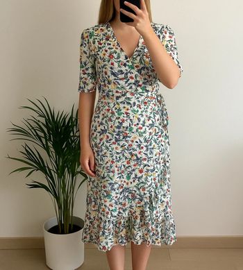 Robe longue portefeuille, imprimé fleuri coloré, taille 38 - Galeries Lafayette