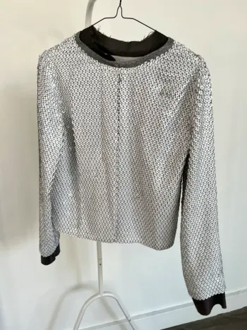 Veste couture cinétique à sequins noir et blanc Diane von Furstenberg