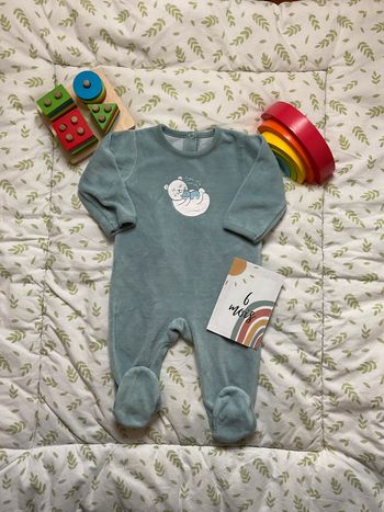 pyjama grenouillère en velours turquoise 6 mois absorba