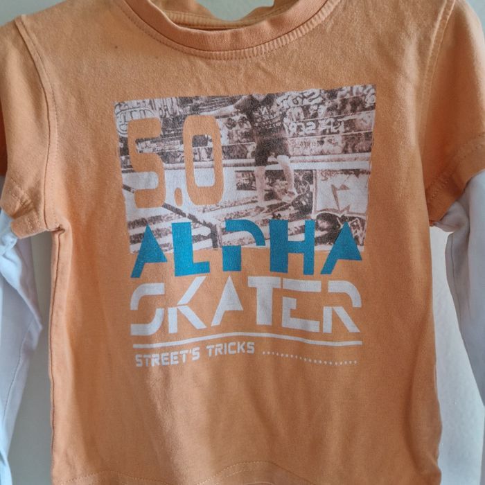 3 ans tee-shirt corail et  blanc - photo numéro 2